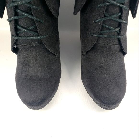 Mossimo Black Faux-suede Lace-Up, Wedge Bootie. Women's Size 8.5 M - Picture 6 of 12